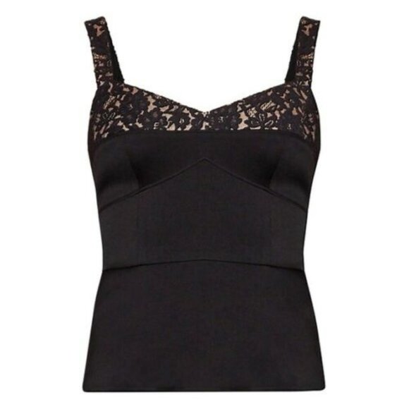 BCBGMaxAzria Corset Crepe Lace Trim Tank - Picture 5 of 9